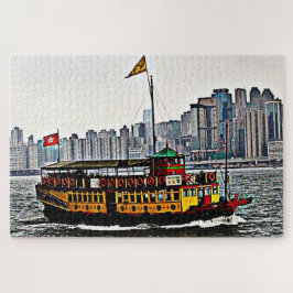 Quebra-cabeça Barco Turístico Colorido Victoria Harbor Hong Kong