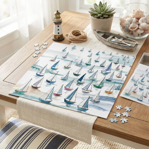 Quebra-cabeça Barcos à Vela em Aquarela no Mar Náutico