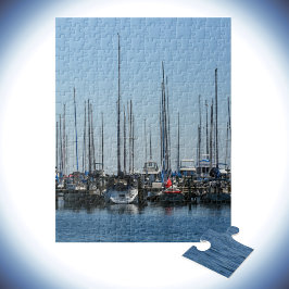 Quebra-cabeça Barcos a vela náuticos em Marina Fotografia