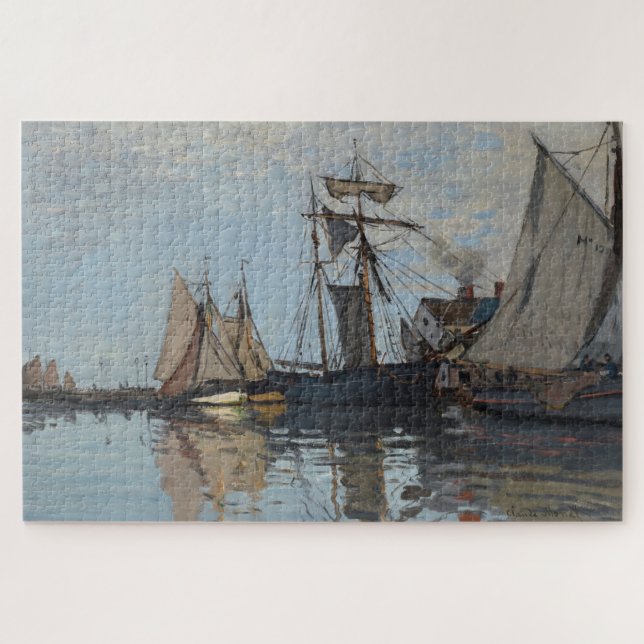 Quebra-cabeça Barcos de Claude Monet no Porto de Honfleur (Horizontal)