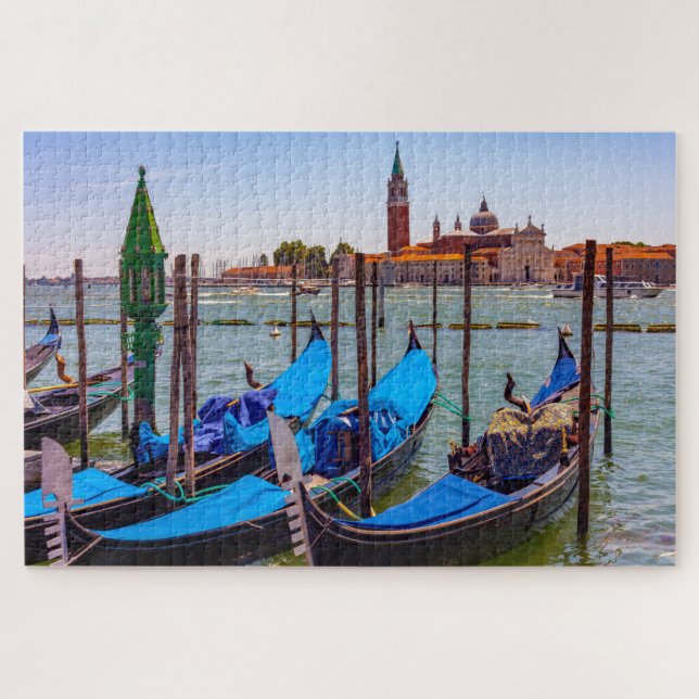 Quebra-cabeça Barcos de Gondola em água em Veneza, Itália (Horizontal)
