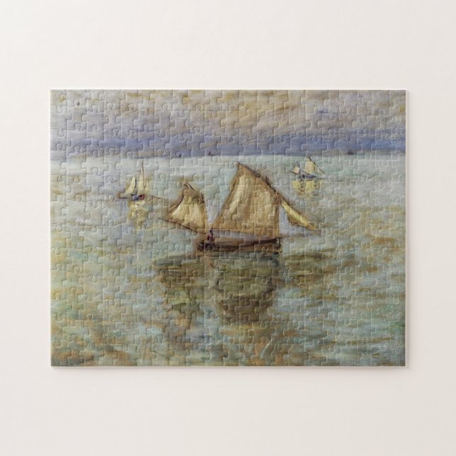 Quebra-cabeça Barcos de pesca em Pourville Monet Fine Art (Horizontal)