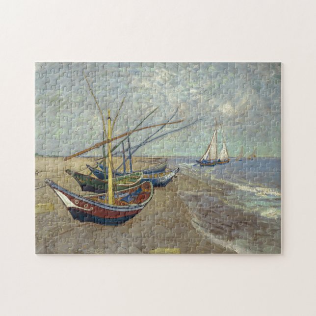 Quebra-cabeça Barcos de pesca na praia por Vincent Van Gogh (Horizontal)