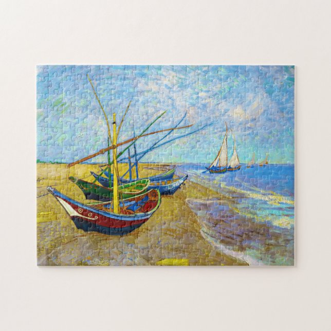 Quebra-cabeça Barcos de pesca na praia por Vincent Van Gogh art (Horizontal)