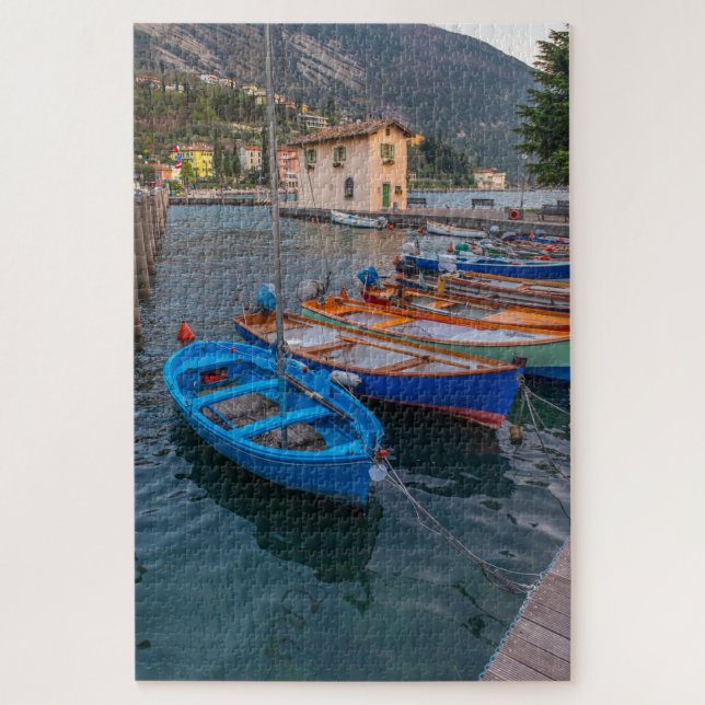 Quebra-cabeça Barcos de pesca no lago de Riva del Garda Itália (Vertical)