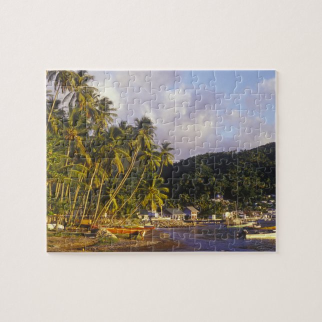 Quebra-cabeça Barcos de pesca, Soufriere, St Lucia, Caribe (Horizontal)