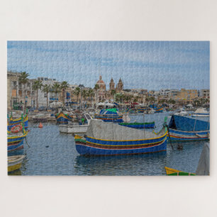 Quebra-cabeça Barcos de pesca tradicionais coloridos em Malta