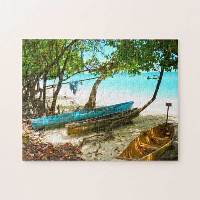 Quebra-cabeça Barcos de Praia Jamaica. (Horizontal)