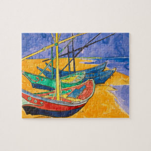 Quebra-cabeça Barcos de Van Gogh Impressionismo Praia