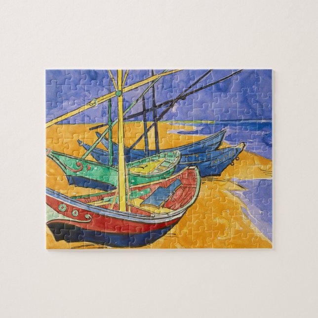 Quebra-cabeça Barcos de Van Gogh Impressionismo Praia (Horizontal)
