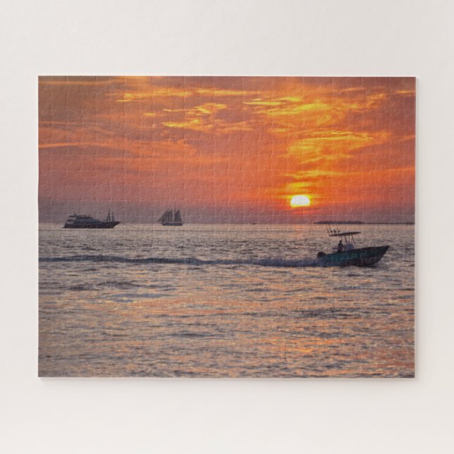 Quebra-cabeça Barcos em Key West, Flórida, no Sunset 16x20 (Horizontal)