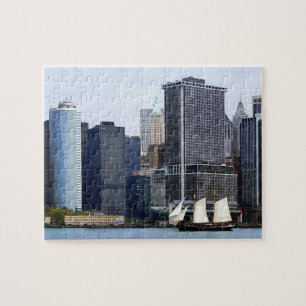 Quebra-cabeça Barcos - Escuna Contra o Horizonte de Manhattan