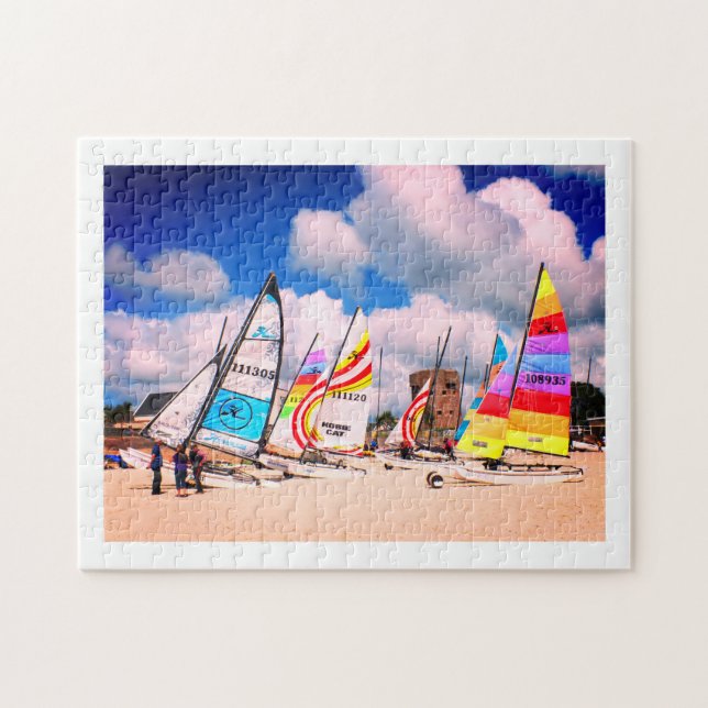Quebra-cabeça Barcos Hobie na praia de Jersey (Horizontal)