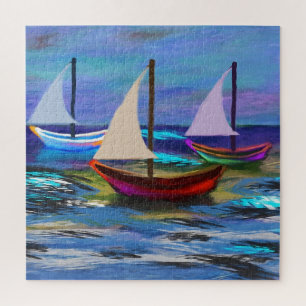 Quebra-cabeça Barcos no mar pendurando poster tapeçaria