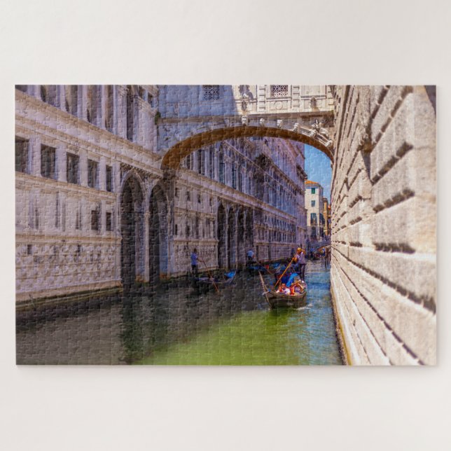 Quebra-cabeça Barcos sob a Ponte de Sights, Veneza, Itália (Horizontal)