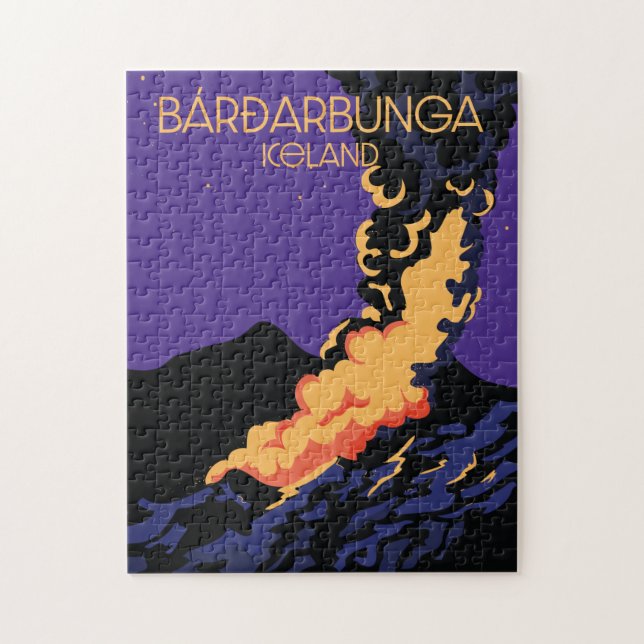 Quebra-cabeça Bárðarbunga, cartaz de viagem da Islândia. (Vertical)