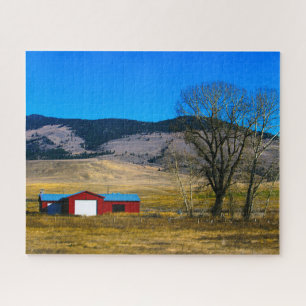 Quebra-cabeça Barn em Montana, USA Sky Rustic Fotografia Jigsee