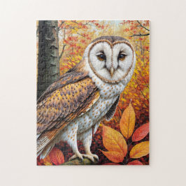 Quebra-cabeça Barn Owl Na Floresta Do Outono