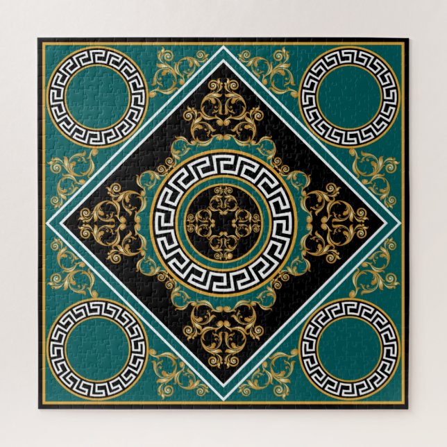Quebra-cabeça Barroco Dourado: Elegância Negra (Vertical)