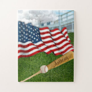 Quebra-cabeça Baseball Personalizado com a bandeira americana Ji