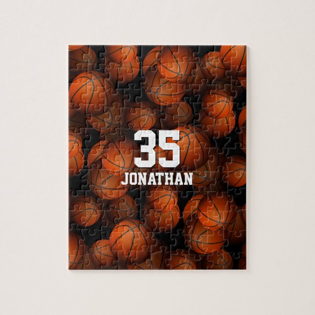Quebra-cabeça Basketballs pattern boys girls personalized (Vertical)