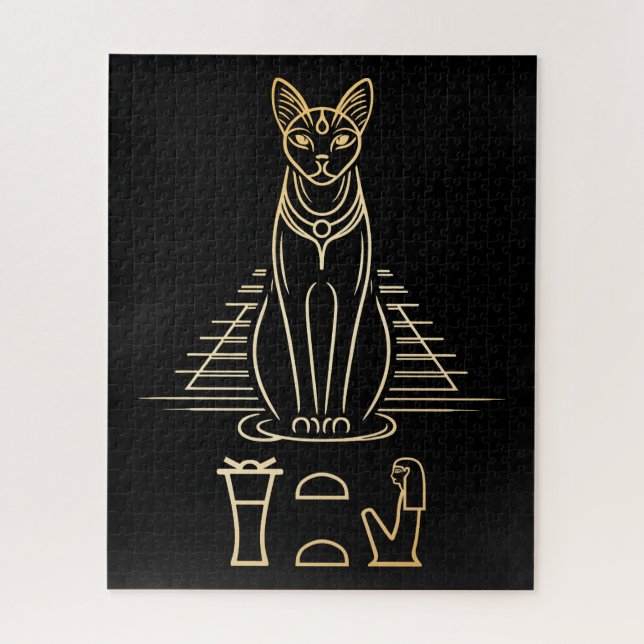 Quebra-cabeça Bastet com nome em hieroglifos e na Pirâmide do Eg (Vertical)