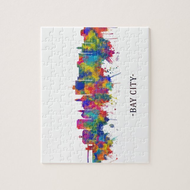 Quebra-cabeça Bay City Michigan Skyline (Vertical)