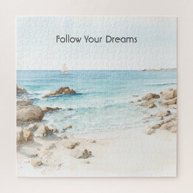 Quebra-cabeça Beach Boat Ocean View  (Vertical)