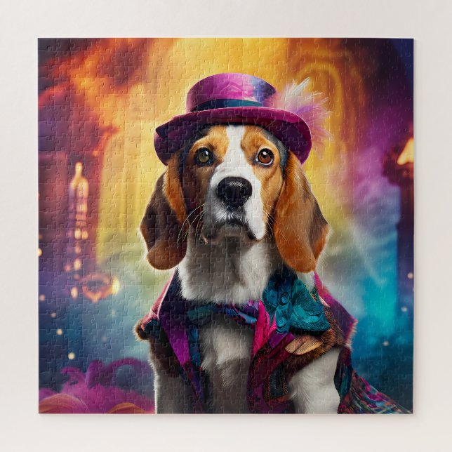 Quebra-cabeça Beagle em fantasia vibrante (Vertical)