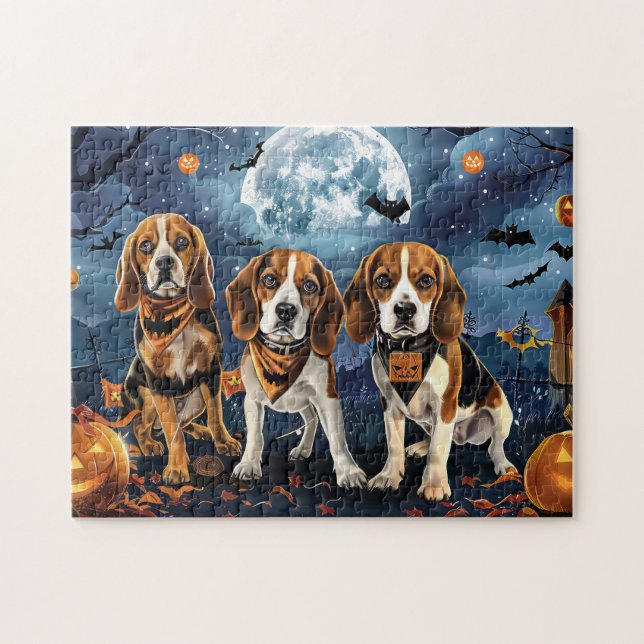 Quebra-cabeça Beagle Halloween Assustador (Horizontal)