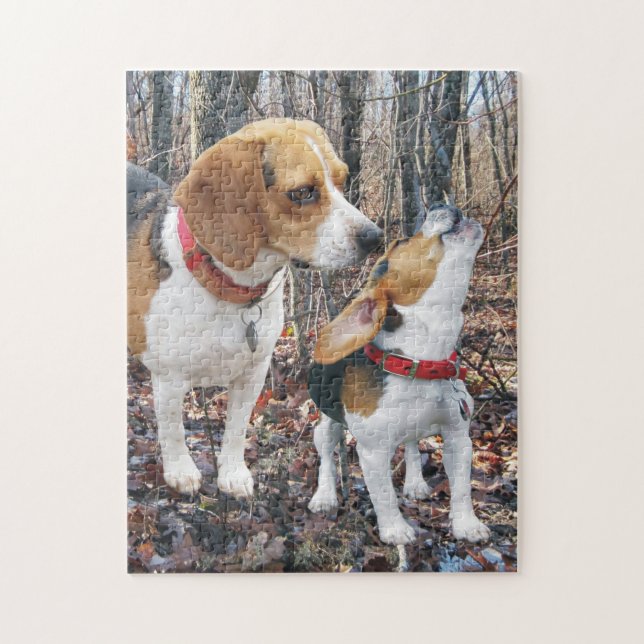 Quebra-cabeça Beagle, Mãe E Filhote Em Woods (Vertical)