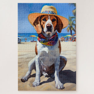 Quebra-cabeça Beagle on Beach, presente de verão para amantes de
