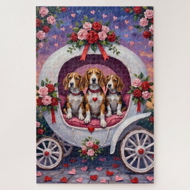 Quebra-cabeça Beagles Dia dos Namorados  (Vertical)