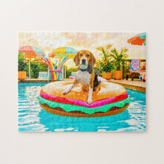 Quebra-cabeça Beagles no flutuador de hambúrguer