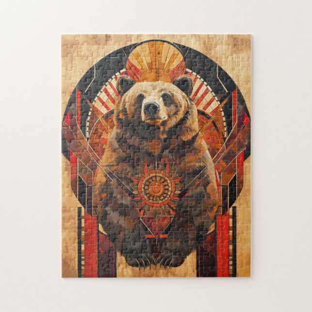 Quebra-cabeça Bear Totem – Strength in Deco Style (Vertical)