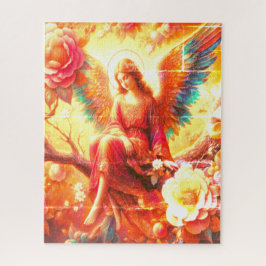 Quebra-cabeça Beautiful Angel Sitting on a Tree Limb