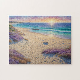 Quebra-cabeça Beautiful Beach Waves and Shore Art