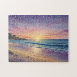 Quebra-cabeça Beautiful Beach Waves and Shore Art