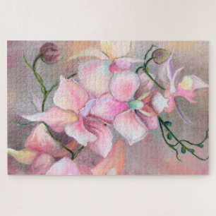 Quebra-cabeça Beautiful Pink Orchid Flowers - Original Painting
