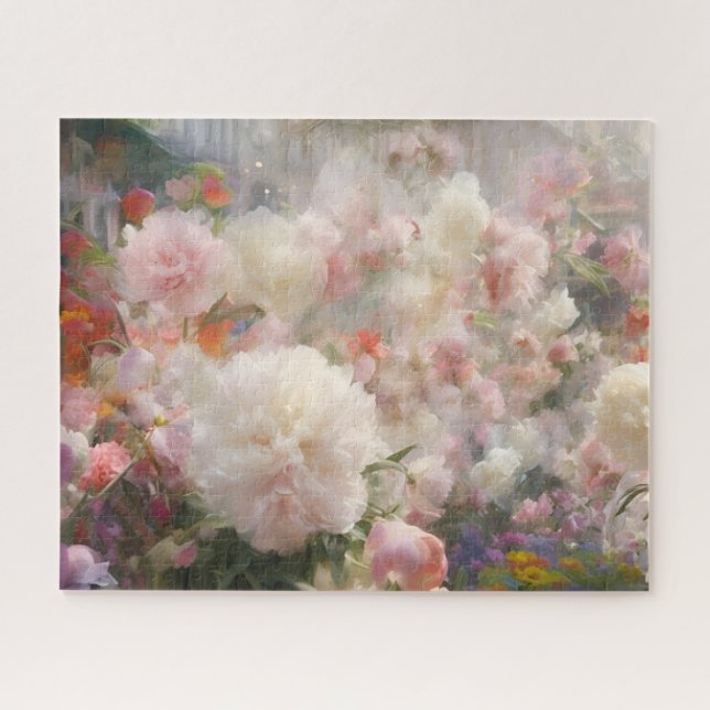 Quebra-cabeça Beautiful White & Pink Peonies Watercolor Painting (Horizontal)