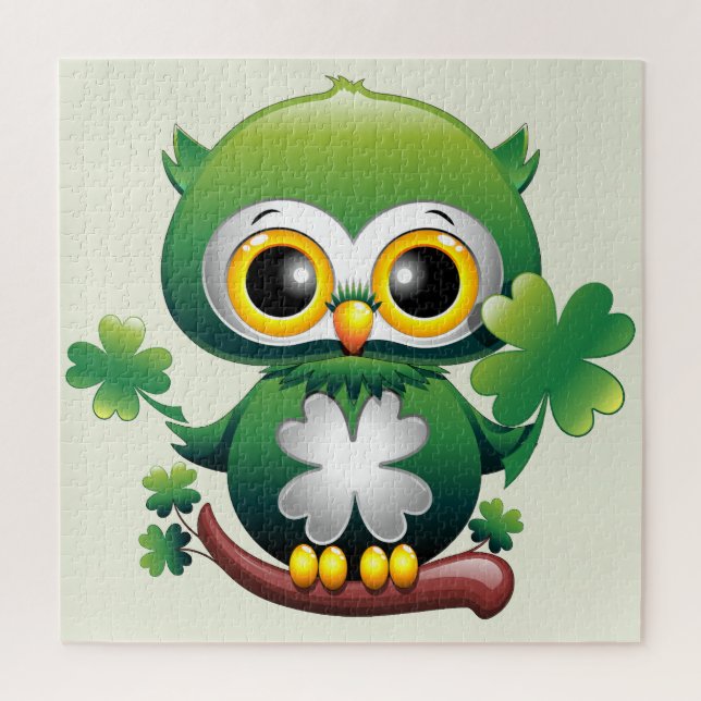 Quebra-cabeça Bebê Coruja Fofo Cartoon St Patrick (Vertical)