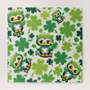 Quebra-cabeça Bebê Coruja Fofo St Patrick Cartoon