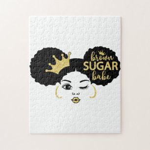 Quebra-cabeça Bebê de açúcar castanho a preto e Dourado