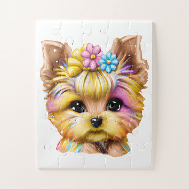 Quebra-cabeça Bebê-Yorkie bonito e adorável (Vertical)