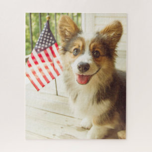 Quebra-cabeça Bebês Mais Pobres   American Flag Corgi