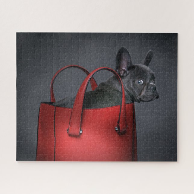 Quebra-cabeça Bebês Mais Pobres | Buldogue francês Red Hand Bag (Horizontal)