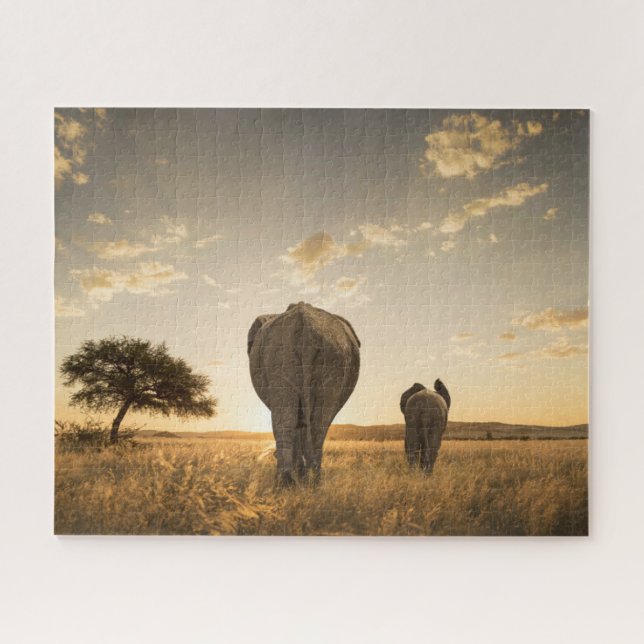 Quebra-cabeça Bebês Mais Pobres | Elefante, Vitelo e Mãe (Horizontal)