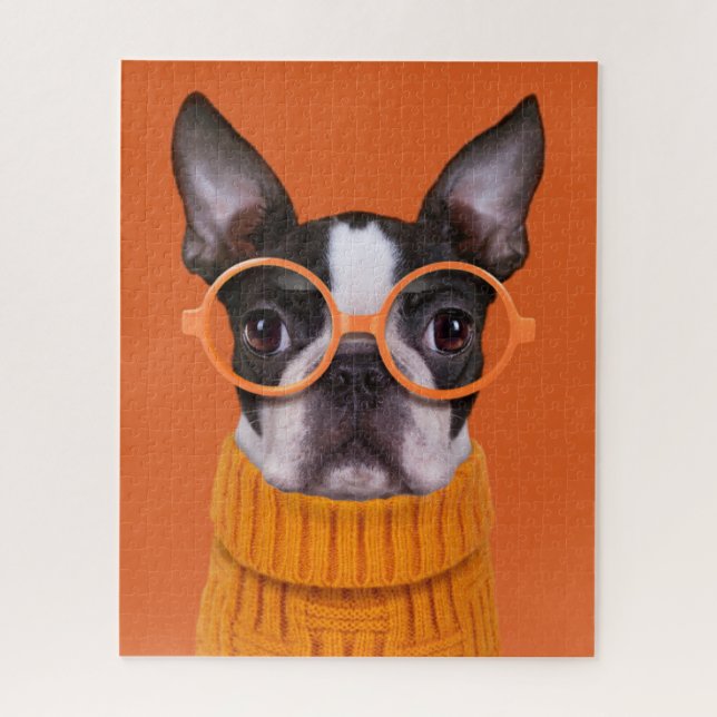 Quebra-cabeça Bebês Mais Pobres | Orange Boston Terrier (Vertical)