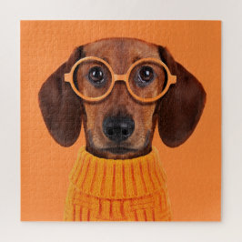 Quebra-cabeça Bebês Mais Pobres | Suéter de laranja Dachshund