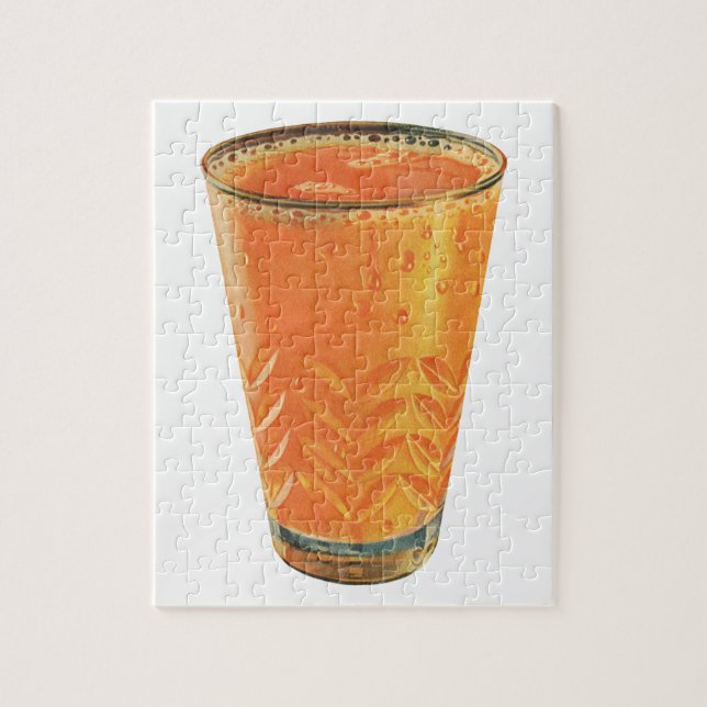 Quebra-cabeça Bebidas Vintage, Copo de Suco de Laranja no Café d (Vertical)